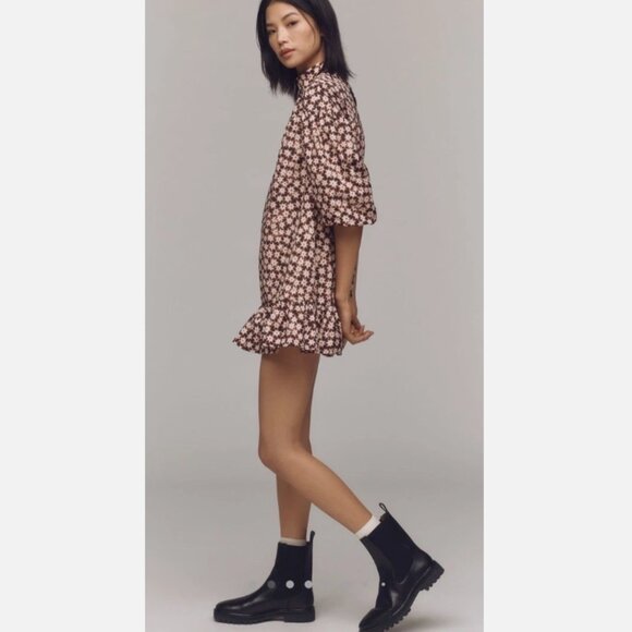 Brand New BY ANTHROPOLOGIE 3/4-Sleeve Mock-Neck Swing Mini Dress - Picture 2 of 11